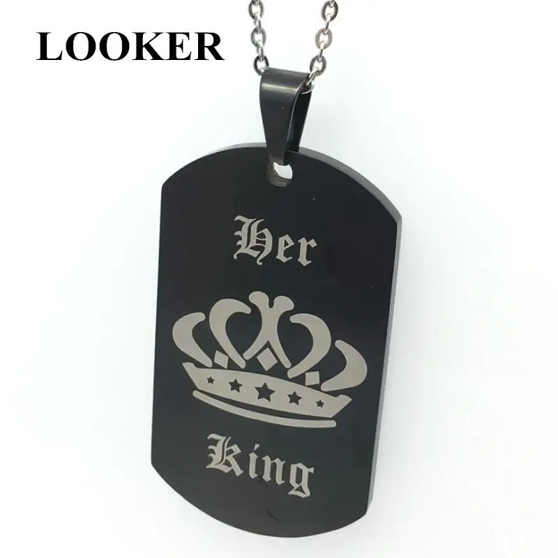 Бирки LOOKER ожерелье с подвеской для пары ее король и его королева военные