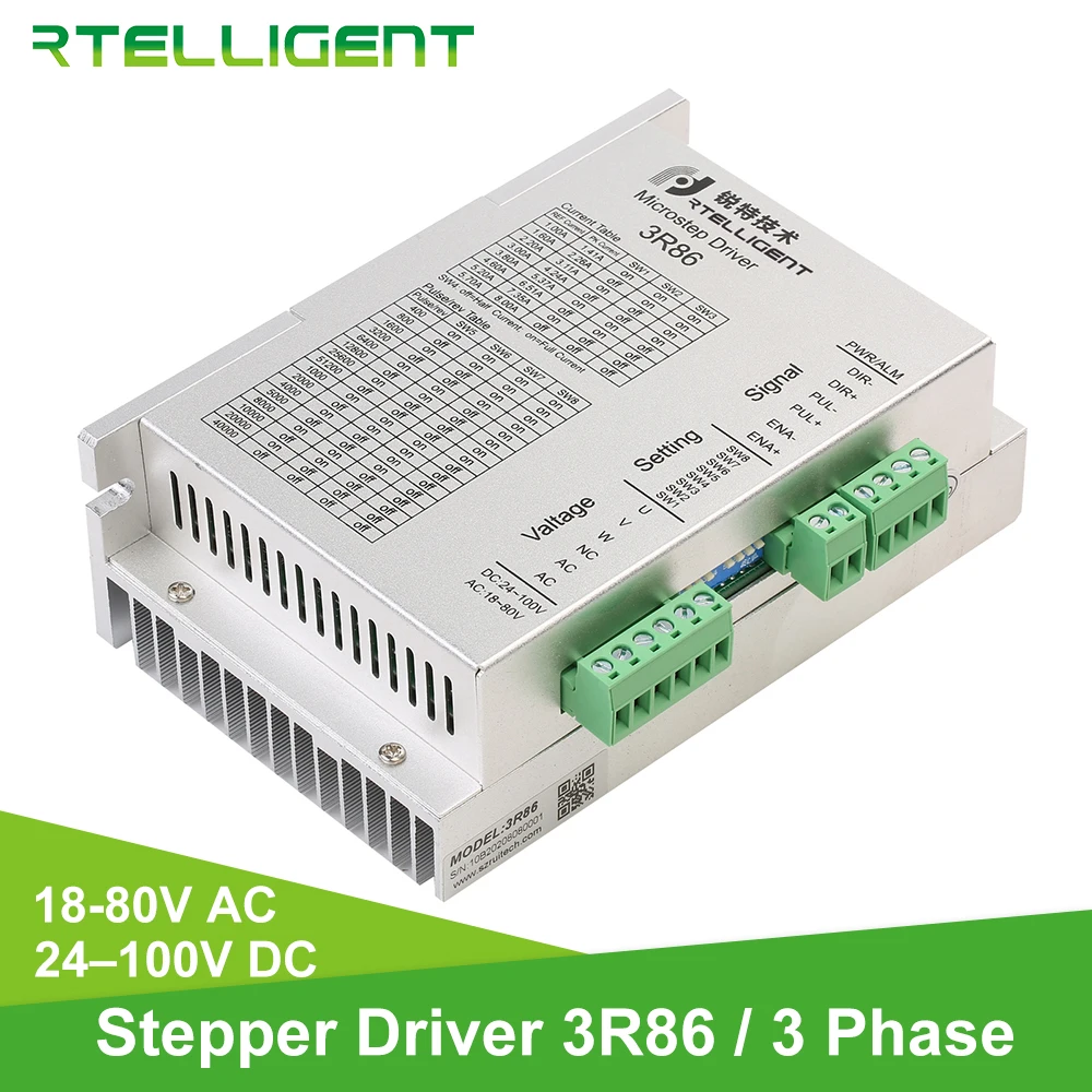 3 фазный драйвер шагового двигателя Rtelligent Nema 34 18 80VAC 24 100VDC контроллер драйвера для