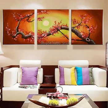 

Plum blossom 3pcs set Square round drill 5D DIY Diamond embroidery tree flower landscape Diamond Painting Cross Stitch TT2998