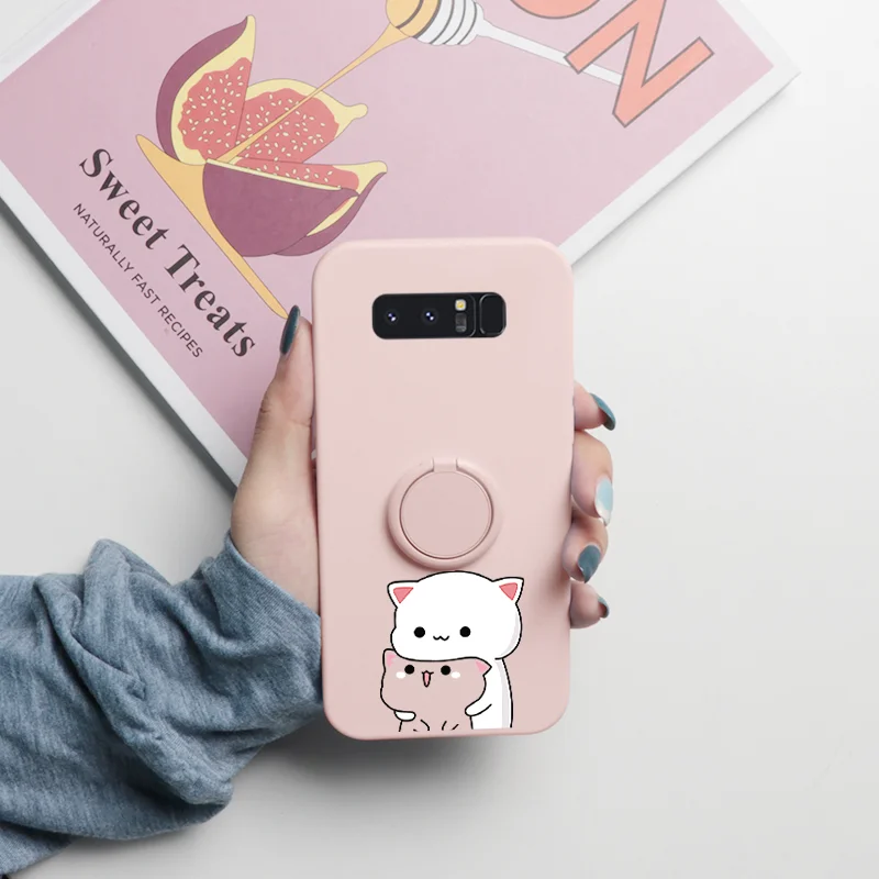 For Samsung Galaxy Note 10 9 8 Case Magnetic Ring Holder Fundas For Samsung GalaxyNote10 GalaxyNote9 GalaxyNote8 Flower TPU Etui kawaii samsung cases Cases For Samsung