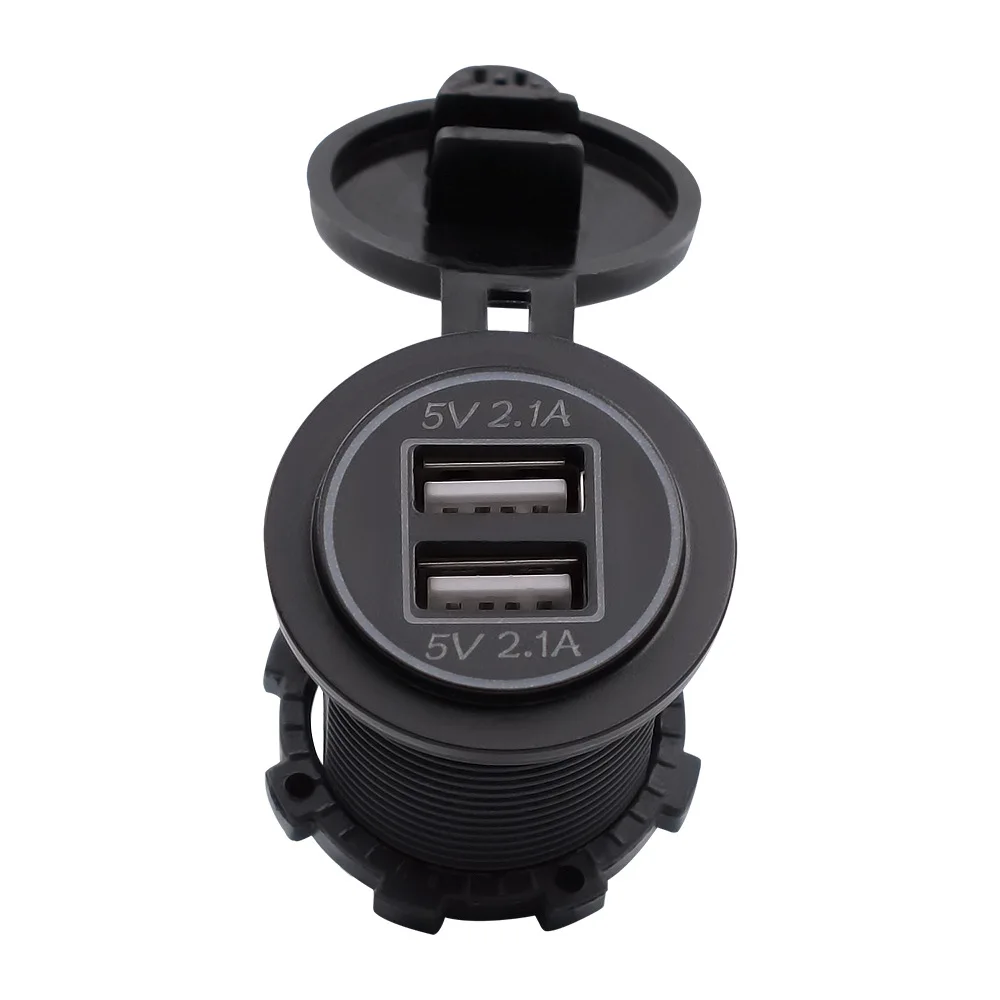 12 V-24 V 2 Порты и разъёмы 5V 2.1A зарядных порта USB для автомобиля зарядное устройство розетка с светодиодный свет Мощность адаптер мотоцикла USB Мощность адаптер розетка