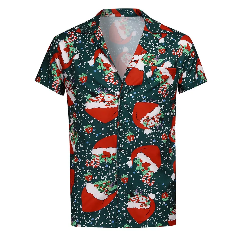 Christmas Men Santa Claus Printing 3D Hawaiian Shirt Apparel
