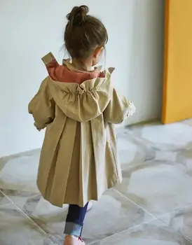 

Girls Jackets Autumn Hooded Kids Jacket and Coat For Girls Long Toddler Girls Trench Coat Girls Outerwear Baby Girl Jacket