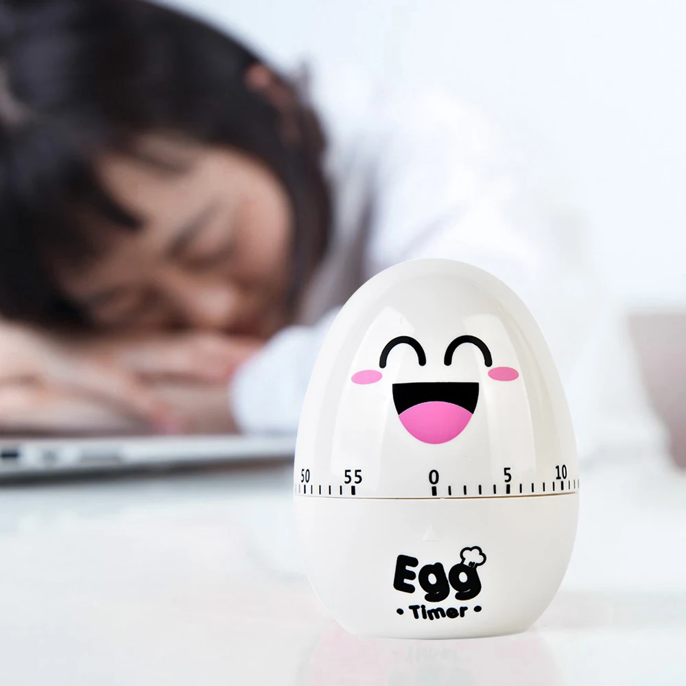 Mechanical Clockwork Egg Kitchen Timer 60-Minute Smile Face Kitchen Timer Desktop Reminder Alarm Stopwatch Cartoon Egg Tool