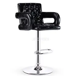 Модная Современная барная стойка стул из искусственной кожи мягкая губка сиденье Высокая подножка подъемный поворотный стул со спинкой и