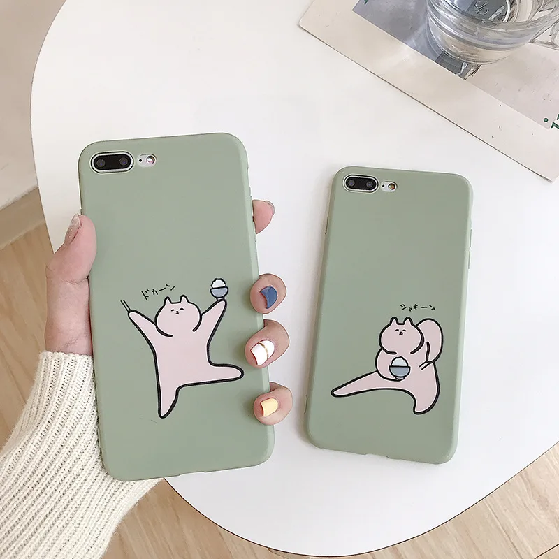 GYKZ забавные чехлы с рисунком кота для iphone 11 Pro X XS MAX XR 7 6 6s 8 Plus милый зеленый мягкий