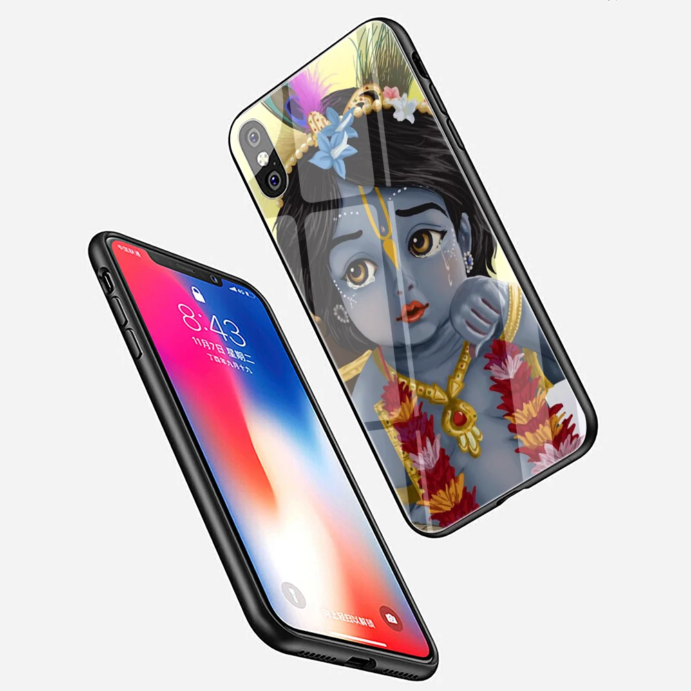 EWAU Бог Кришна закаленное стекло чехол для телефона iPhone 5 5S SE 6 6s 7 8 plus X XR XS 11 pro Max