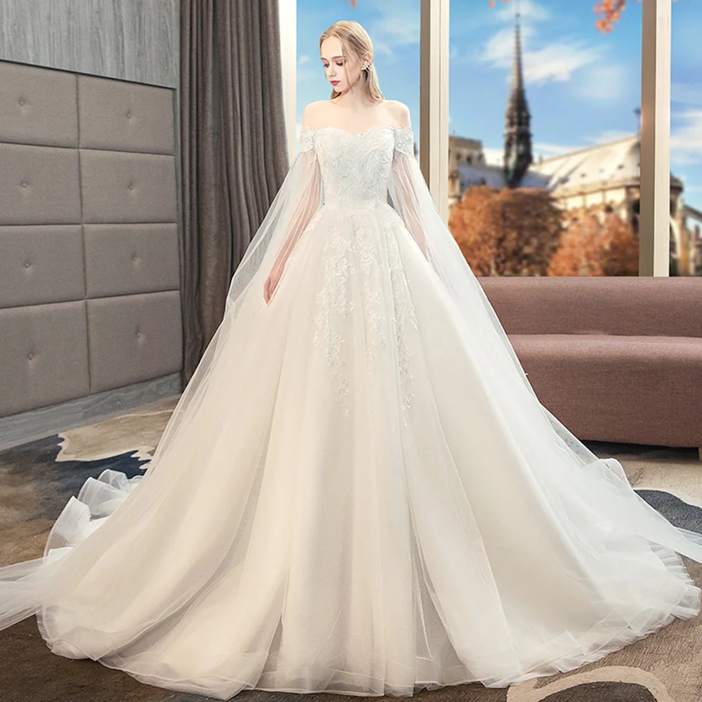 Халат Mariage Femme на заказ с коротким рукавом и аппликацией из тюля, а-силуэт, свадебные платья, большие размеры, Китай онлайн магазин