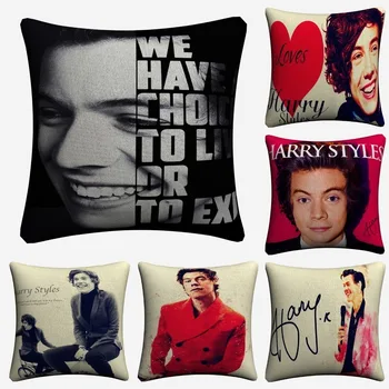 

Harry Styles 1D Handsome Singer Decorative Linen Cushion Covers For Sofa 45x45cm Throw Pillow Case Home Decor Almofada
