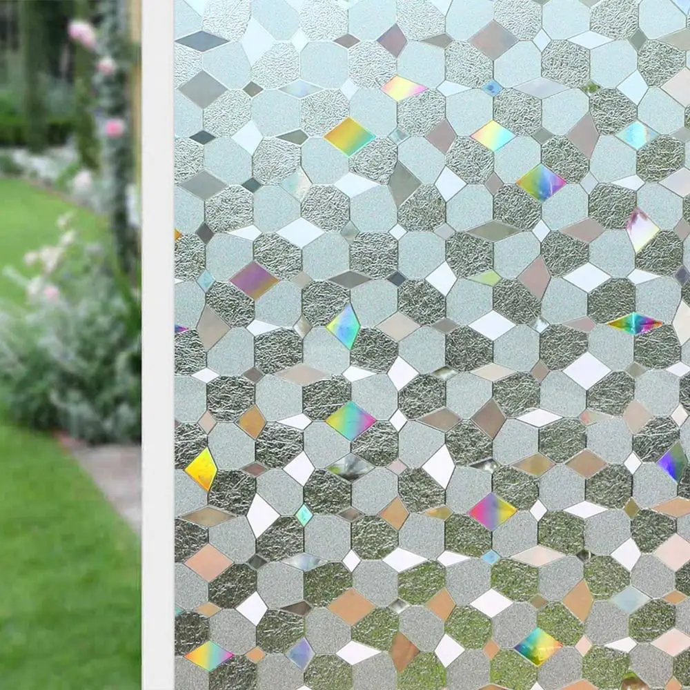 

Funlife Window Film Privacy, 3D Decor Stained Glass Window Film Removable Self Adhesive Glass Sticker Static Cling Window Paper