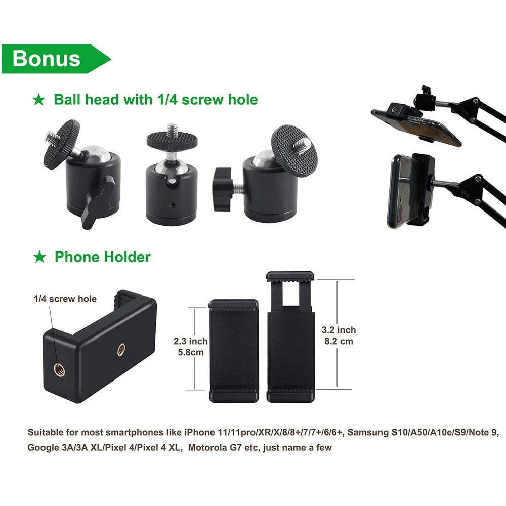 Suporte de Mesa Flexível para Câmera Acessório para Gravação de Vídeo do Telefone Fluxo ao Vivo Webcam Anel Iphone Luz - Image 4
