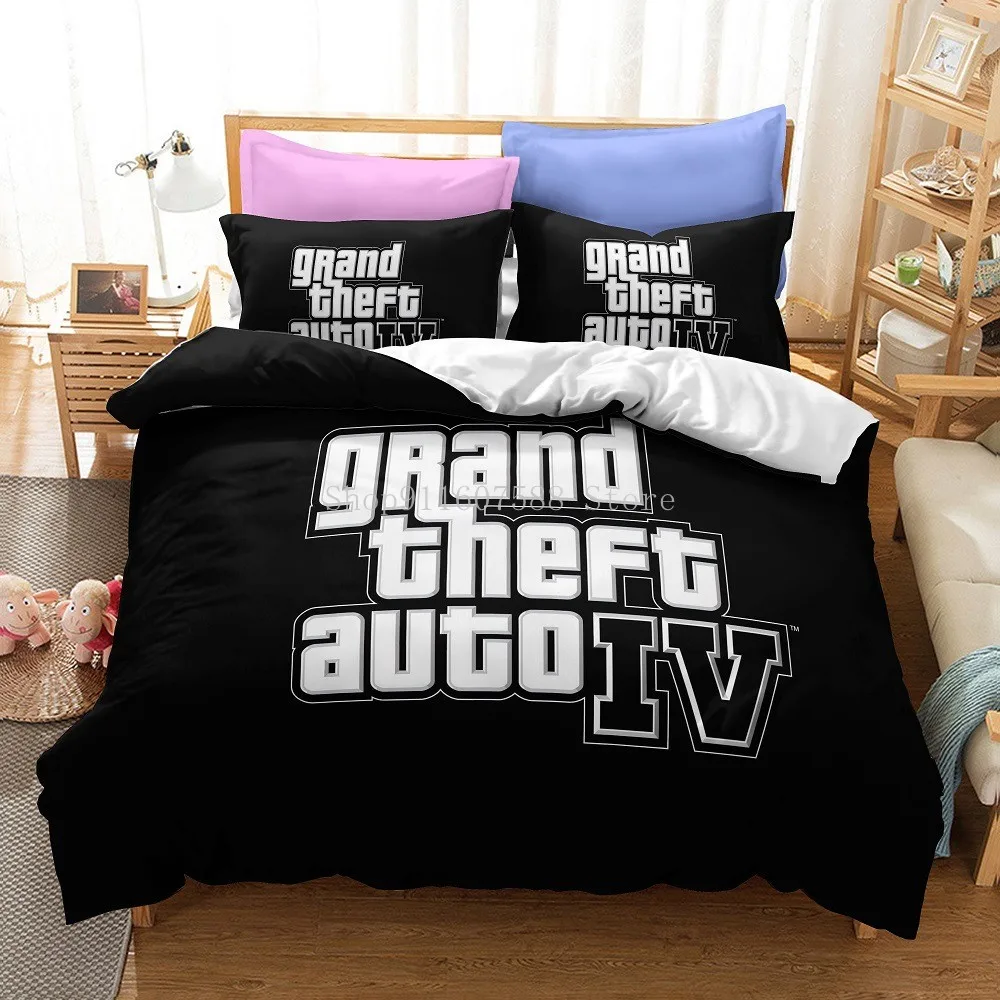 Video Game GTA V Bedding Set 3D Prints Duvet Covers Grand Theft Auto Single Bed Cover Set Bed Linen For Boys Adults Home Decor 2