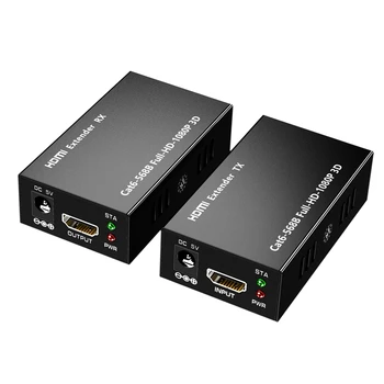 

60M HDMI Extender TX/RX Support CAT6 RJ45 Cable 1080P HDMI To RJ45 Ethernet Cable Signal Extender for HDTV PS3 US Plug