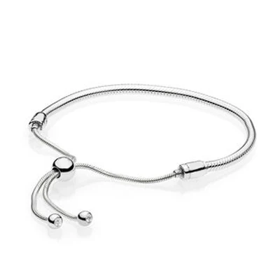 silver Новинка, 925 пробы, серебряный браслет, новинка, розовое золото, 18 золотых блесков, мгновенный скользящий блеск, скользящий браслет - Metal Color: silver