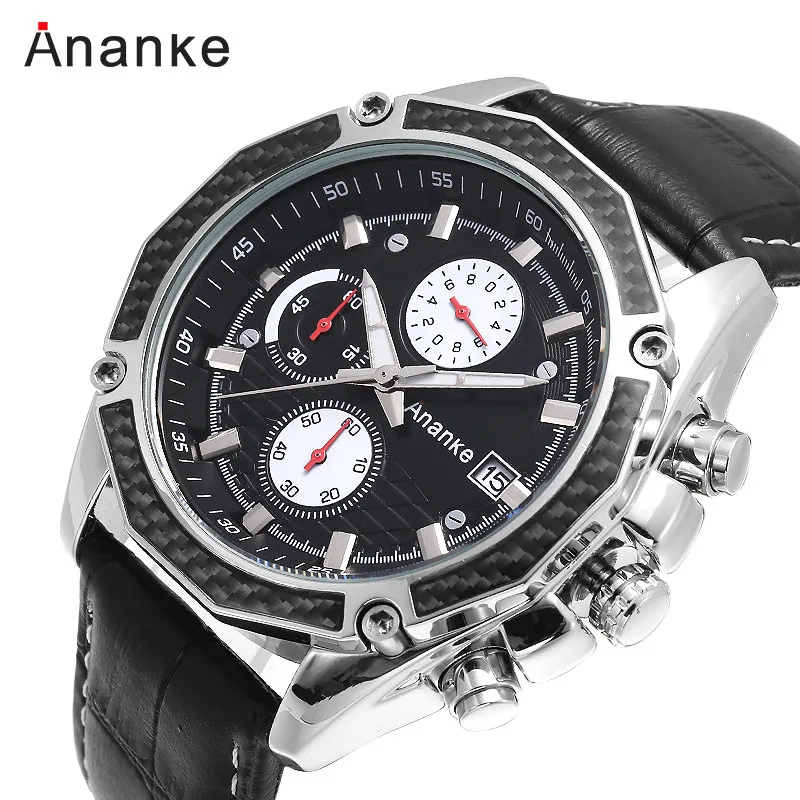 Часы наручные Ananke мужские с кожаным ремешком брендовые Роскошные деловые