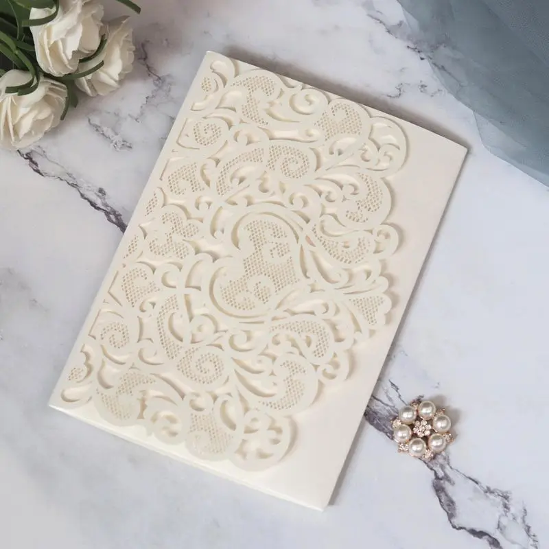  10pcs Laser Cut Hollow Heart Shape Wedding Invitations Card Party Supplies M6CE - 4.00028E+12