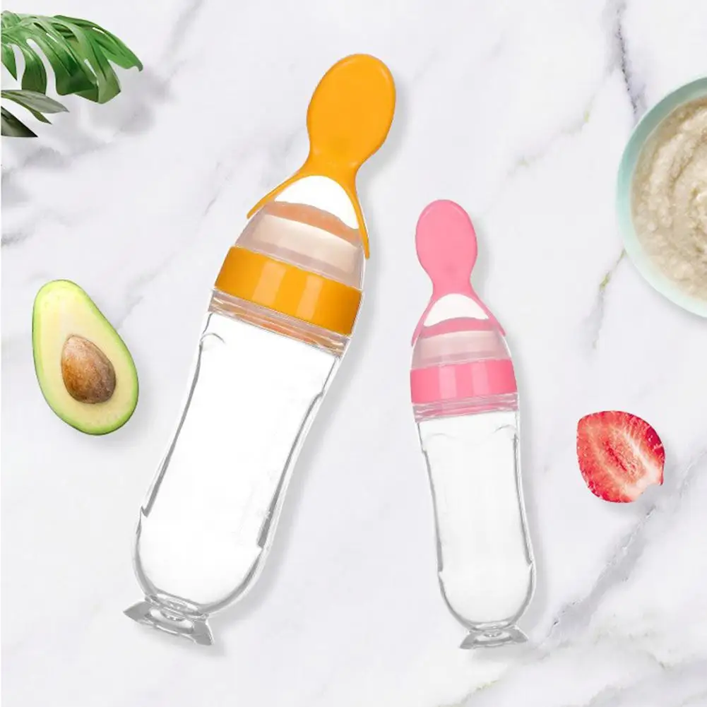 Kidlove 90 мл бутылочка для кормления новорожденных, безопасная силиконовая ложка для кормления, бутылочка для каши, Детская обучающая кормушка