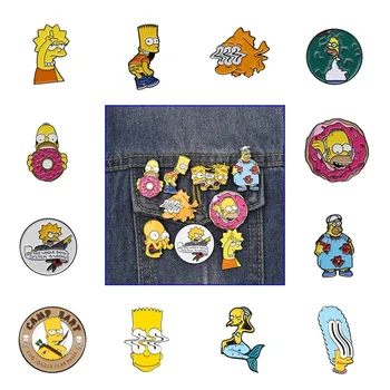 

Humorous Animation Simpson Enamel pins Cartoon pins Brooches Badges Denim Clothes Bag pins Gift for Fans Friends Fashion Jewelry
