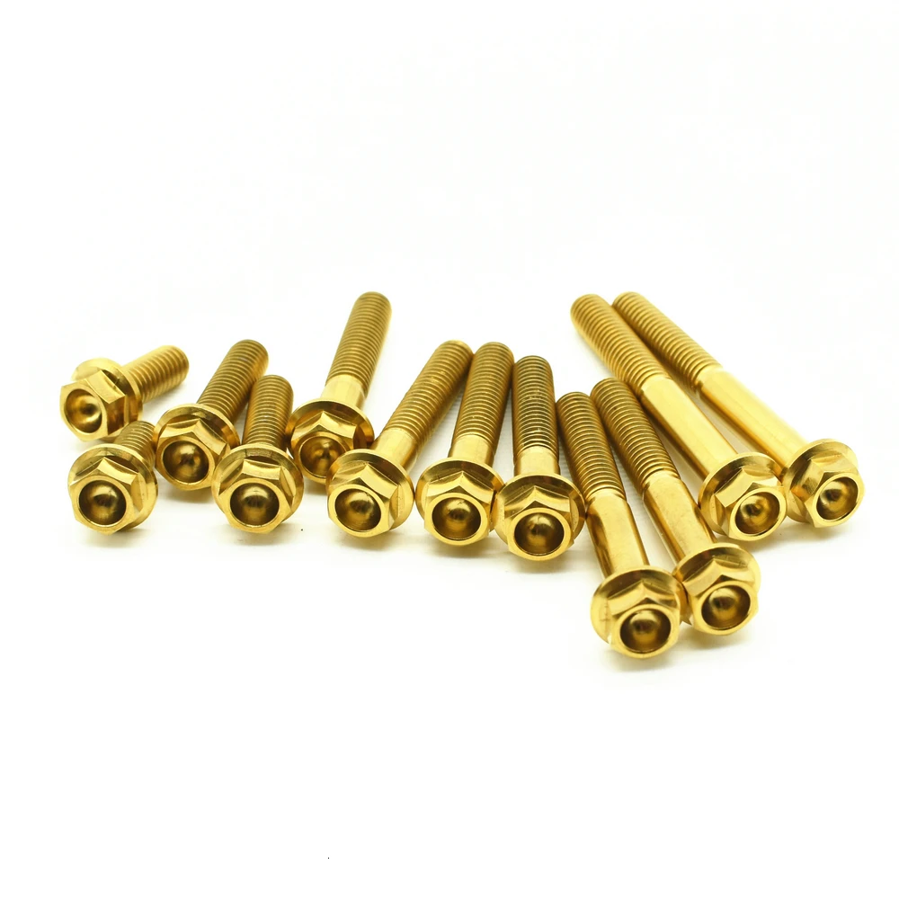 Titanium bolts M6 flange head Gold color  (8)_1