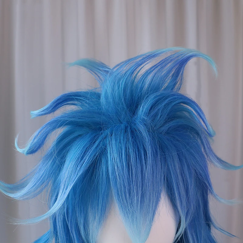 UWOWO Twisted-Wonderland Idia Shroud Cosplay Wig Ignihyde 130cm Blue Gradient Long Wavy Hair