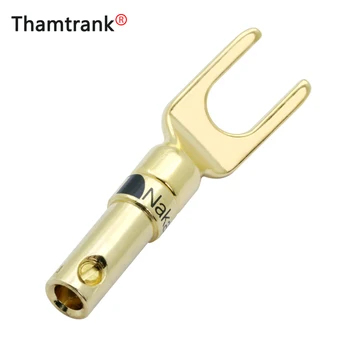 

100PCS/lot Y U Type Banana Plug Conenctor Gold Plated Spade Speaker Banana Plug Audio Screw Solder-Free Fork Connector