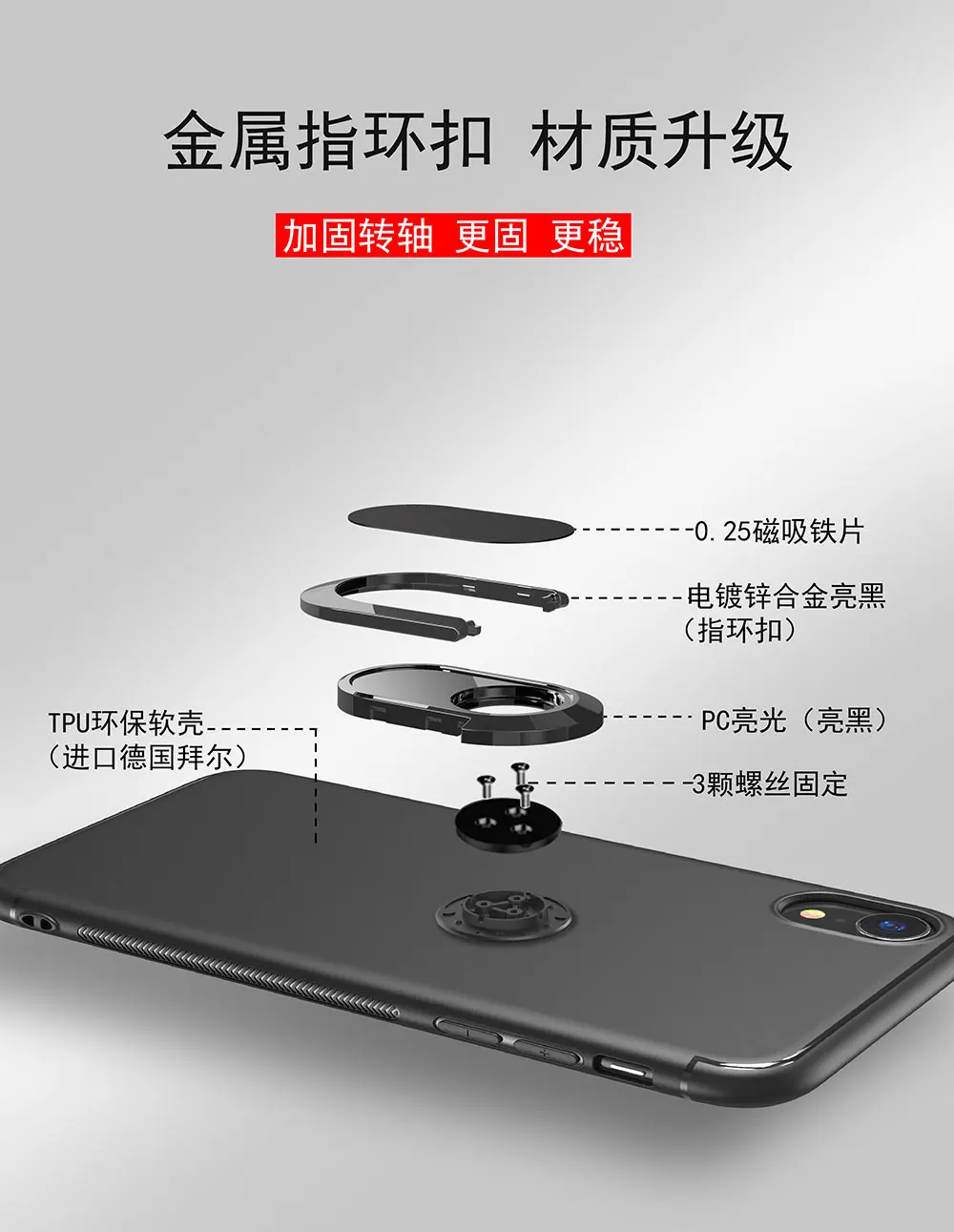 Магнитный чехол-подставка для телефона с кольцом для iPhone XR 8 7 6 6S Plus, мягкая Цельная задняя крышка из ТПУ для iPhone XS с кронштейном