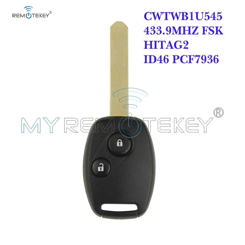 Remtekey CWTWB1U545 Remote Key 2 Button 434mhz Hon66 Blade With ID46 Chip For Honda Accord Civic Fit 2003 2004 2005 2006 2007