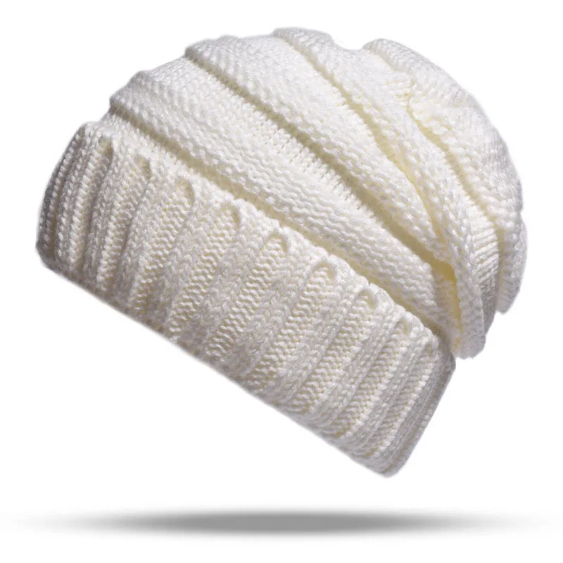 Черные однотонные брендовые зимние шапки для мужчин и женщин вязаные шапочки шапка Warm капот теплая Повседневная шапка мужские уличные чулки для лыжников шапки - Цвет: White