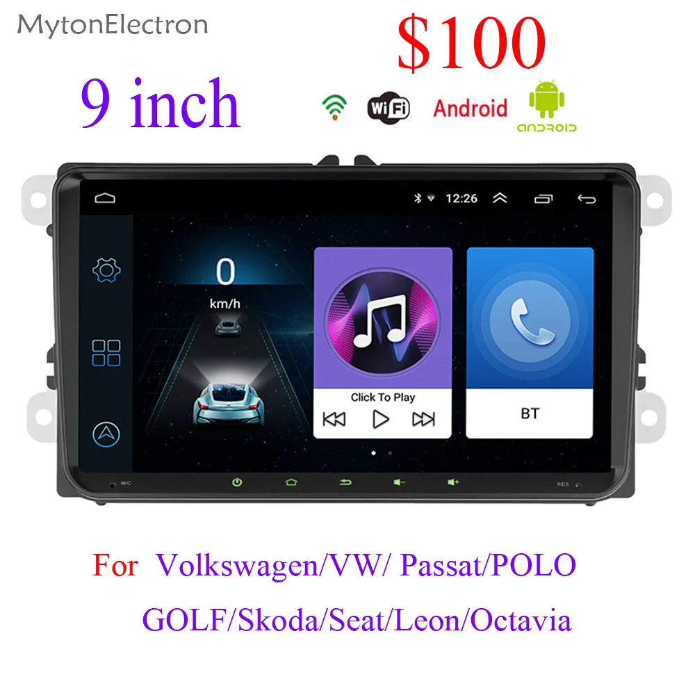 Volkswagen player " Android 8,1 автомобильный радиоприемник gps навигатор для Volkswagen Skoda Octavia golf 5 6 touran passat B6 polo tiguan yeti rapid multimedia - Размер экрана, дюймов: Volkswagen player