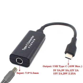 

45W USB Type C Adapter Charger Converter Dc Power Jack Connector for Laptop Mobile Phones 7.9*5.5mm Female to USB Type C Adaptor