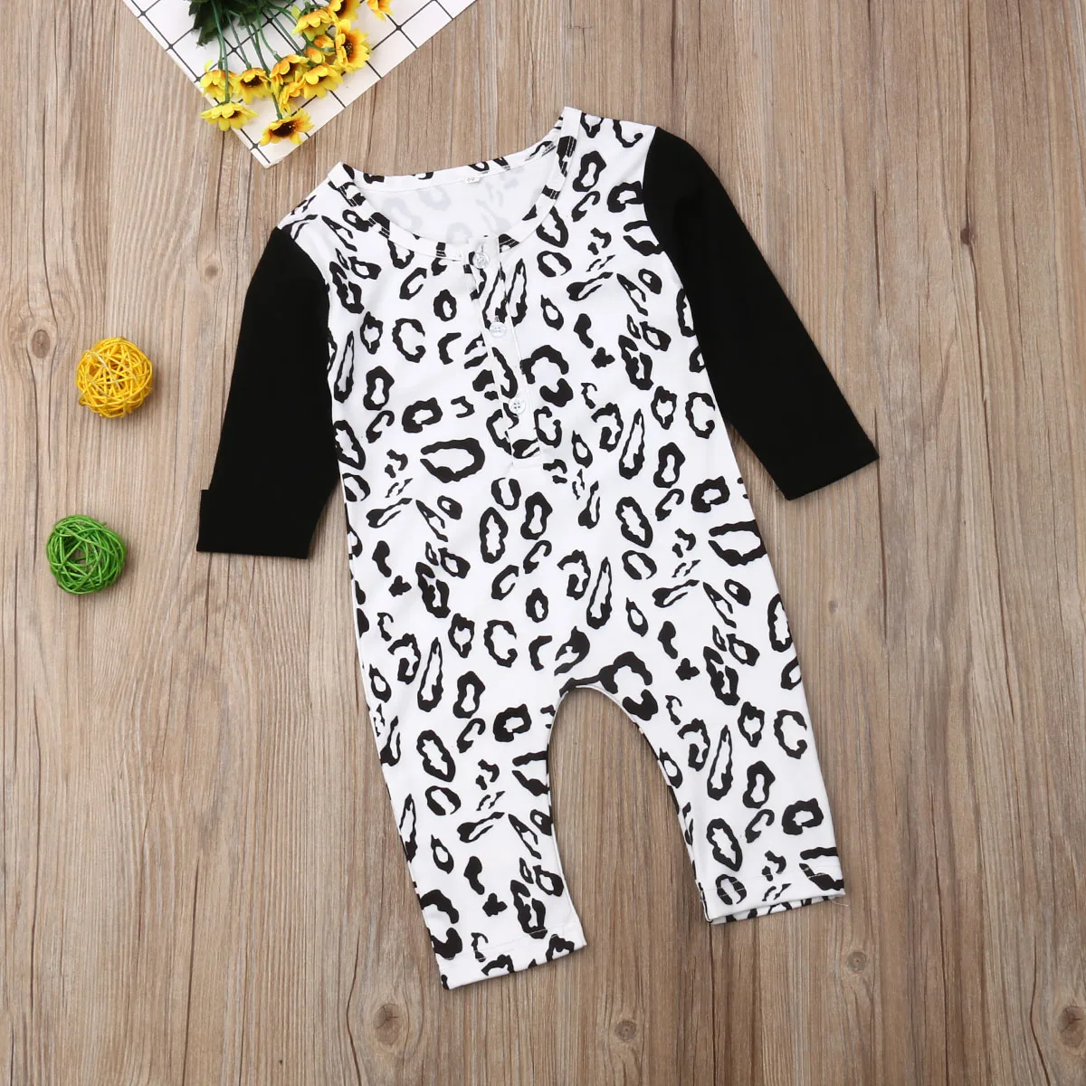 Brand Toddler Kids Baby Girl Boy Leopard print Clothes Long Sleeve Romper Jumpsuit Autumn Playsuit