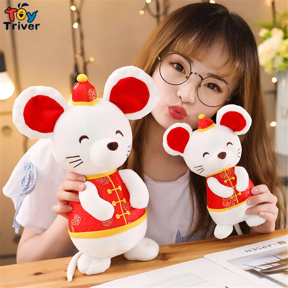 Rat Chinese New Year China Dress Mascot Rat Mouse in Tang Suit Plush Toy Triver Stuffed Doll Party Decoration Birthday Gift