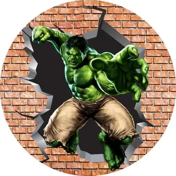 

Circle Round Backdrop Brick Wallpaper Cartoon Avenger Hulk Backdrop Photography Background for Photo Studio Cake Table Banner