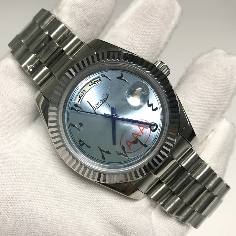 

Jason 007Arabic DAYDATE Watch silver dial roman number 41mm AAA Men Luxury Watch Day-Date President Automatic Mechanical Watches
