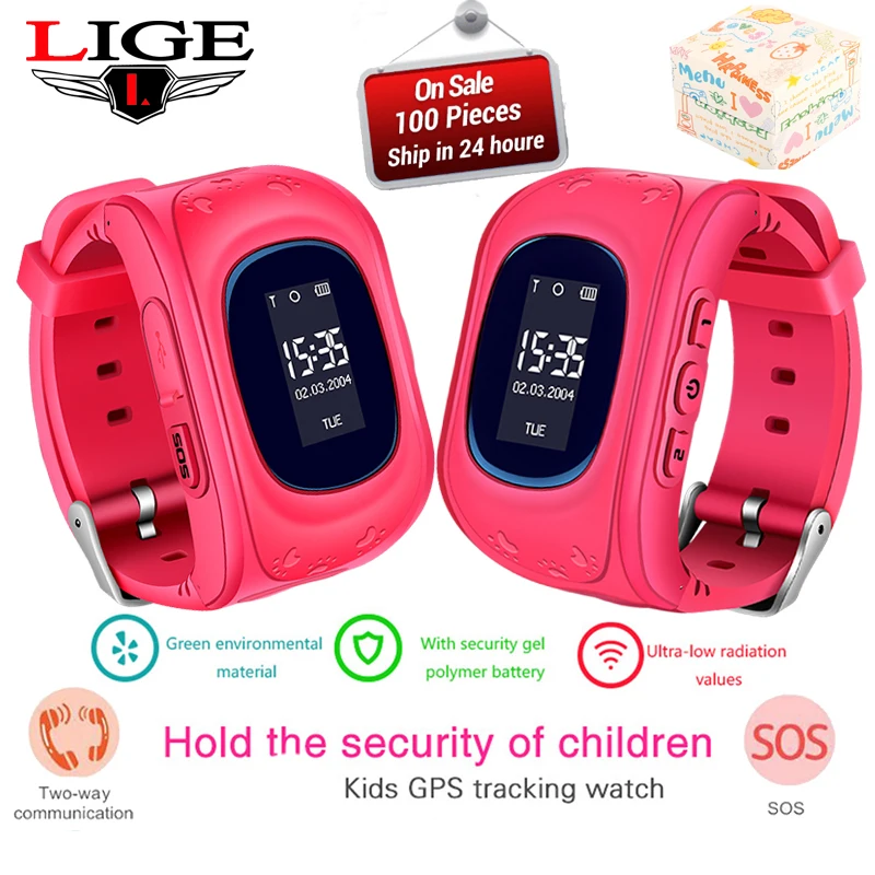 

LIGE New Kids Watch Baby Smart Watch for Children SOS Call Location Finder Locator Tracker Anti Lost Monitor Smartwatch+Box