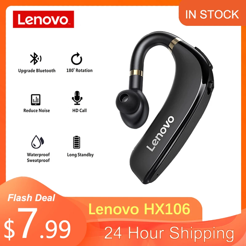леново Беспроводные bluetooth наушники LENOVO 5 0 с микрофоном для вождения