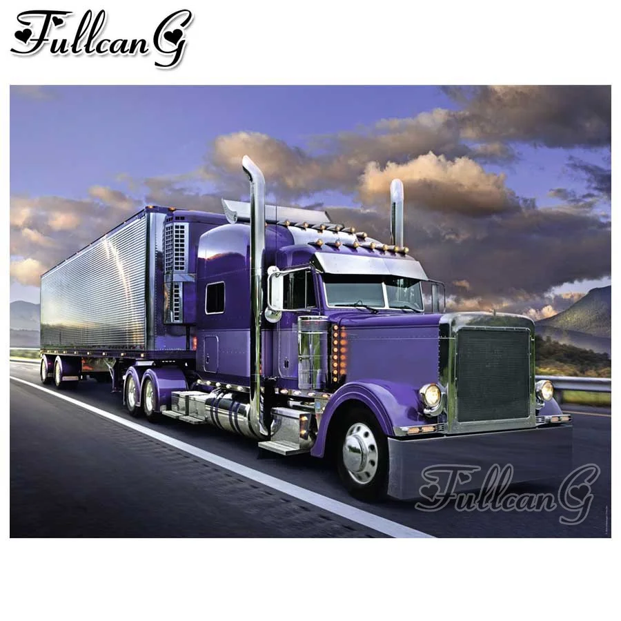 

FULLCANG 5D diamond mosaic american truck diamond painting scenery Diy full diamond embroidery cross stitch kit decor FC1812
