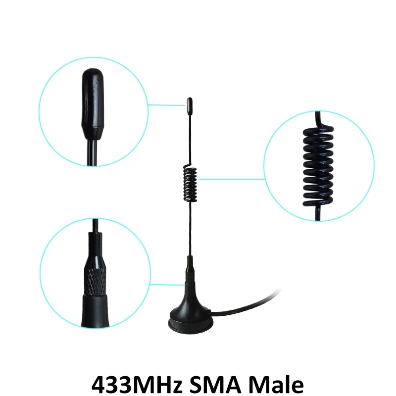 2 шт 5dbi 433 МГц антенна 433 МГц антенна GSM SMA разъем с магнитной основой для радиосигнала для радиолюбителей беспроводной повторитель