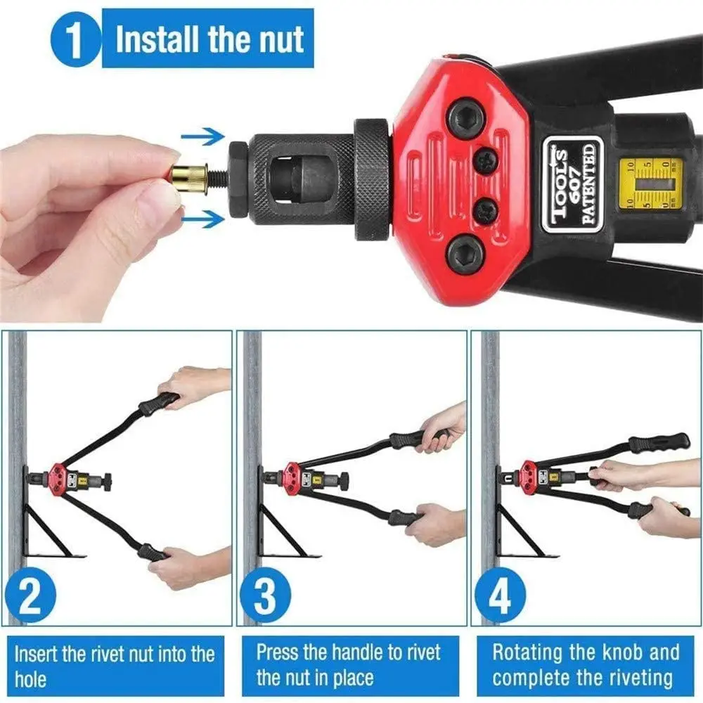BT-605 Riveter Gun tool Hand Insert Rivet Nut Tool Manual Mandrels M3 M4 M5 M6 M8 M10 M12