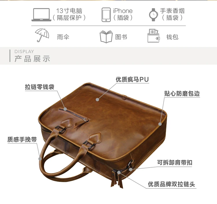 Винтажная кожаная сумка Crazy Horse, мужской деловой портфель, Корейская версия, сумка для компьютера Maleta