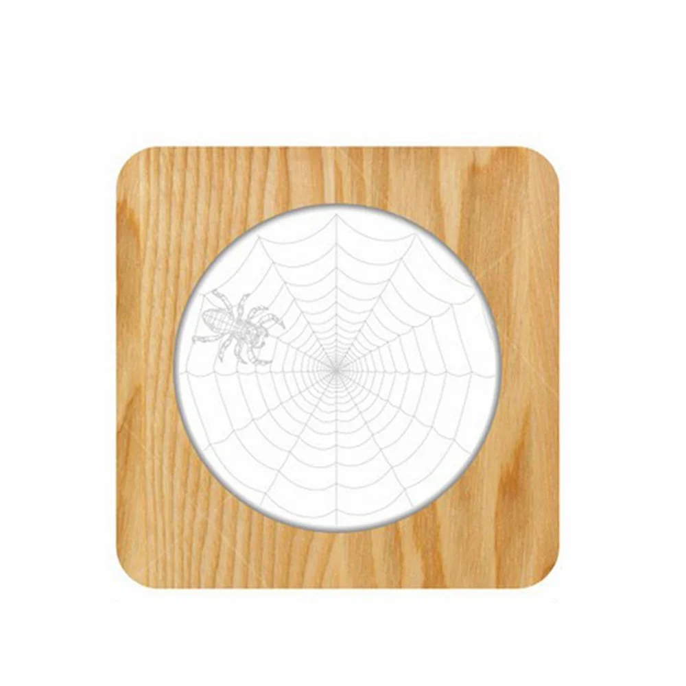 

Spider Web Wood Acrylic Creative Night Lights Solid Wood Creative Table Lamps 3D Lights Led Wooden Decorative Table Lamp