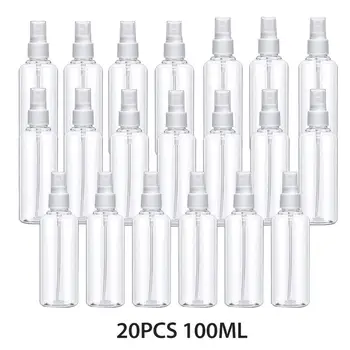 

20pcs Transparent Empty Spray Bottles 100ml Plastic Mini Refillable Container Empty Alcohol Containers