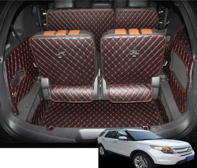 Для ford explorer кожаные багажнике автомобиля коврик для багажника 2011 2012 2013 внутренний багажник 5