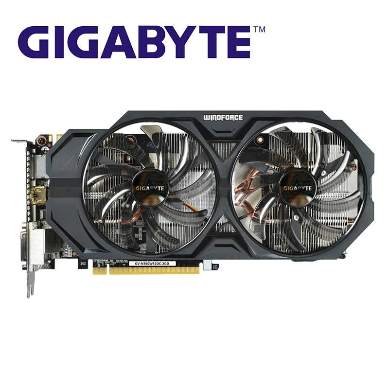 Видеокарты GIGABYTE GV-N760WF2OC-2GD GPU 256Bit GDDR5 GTX 760 N760 карта Видеокарта для nVIDIA Geforce GTX760 Hdmi Dvi б/у