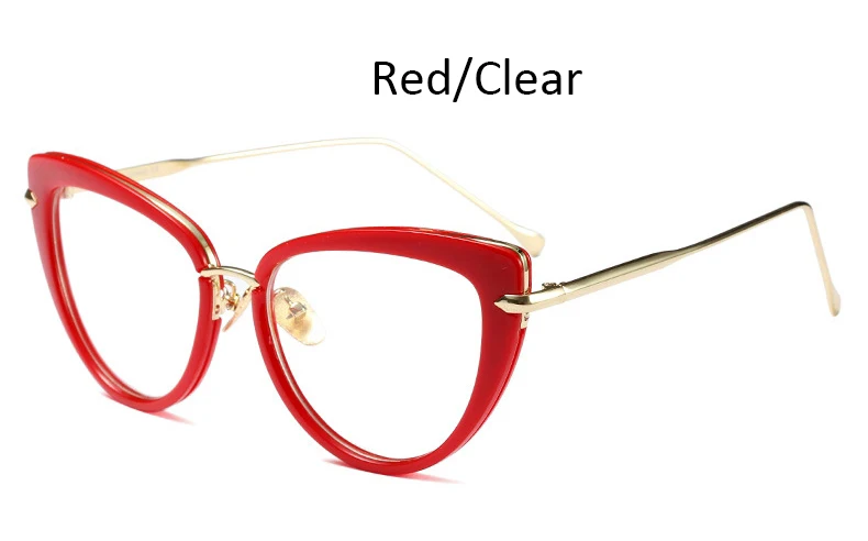 Red Clear Высокое качество, сексуальные женские очки кошачий глаз, оправа, роскошный бренд, сплав, женские очки, Ретро стиль, большие прозрачные женские очки - Цвет оправы: Red Clear