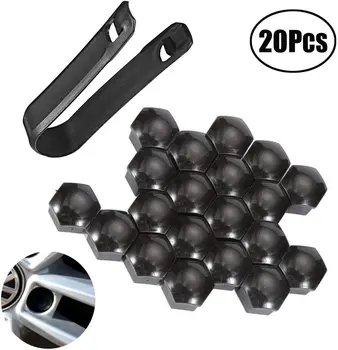 

Lvcky 20 Pieces Wheel Nut Cap Universal Tyre Nut Covers with Removal Tool Set for Cars, Black (17 mm)