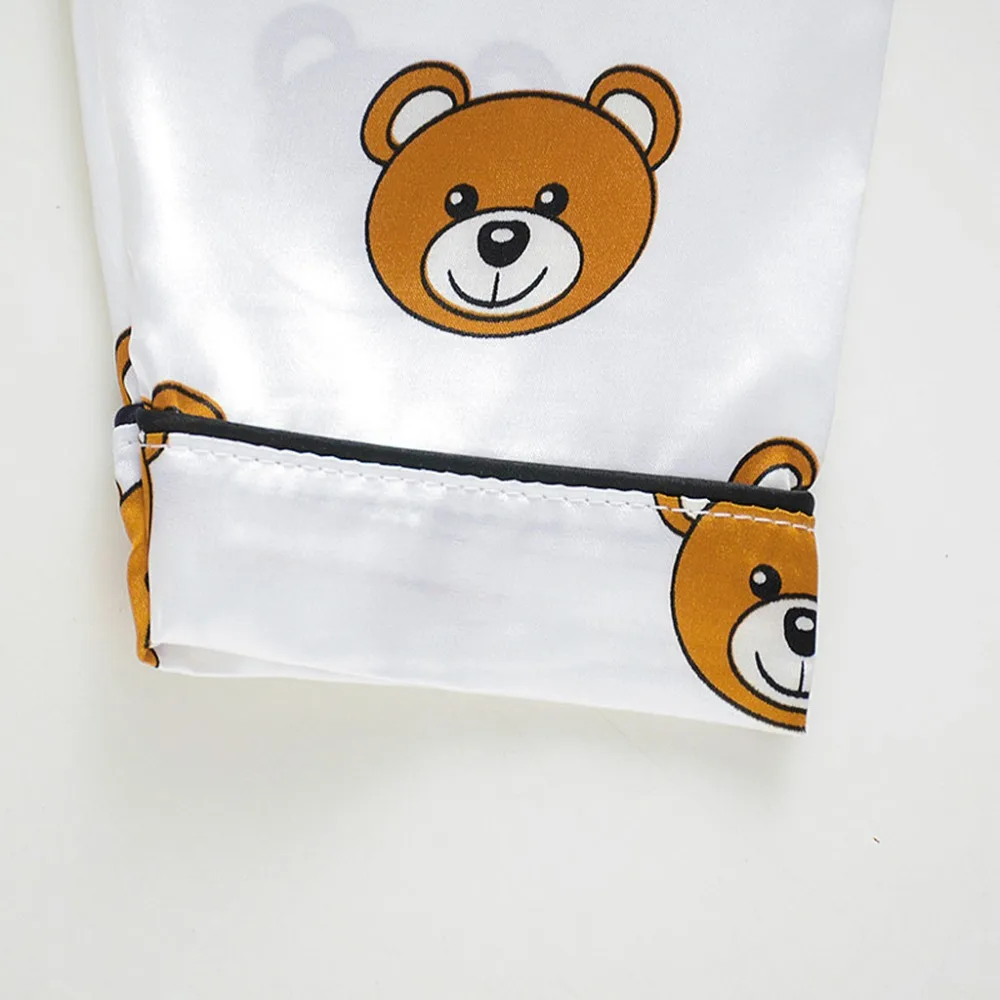 Unisex boy long sleeve cartoon bear shirt girls trousers pajamas set customized wholesale clothing термобелье для мальчика 40A1 (18)