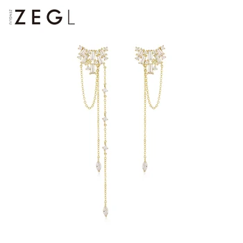 

zengliu 925 sterling silver earrings2020 tassel earrings female long temperament net red earrings retro French asymmetric earrin