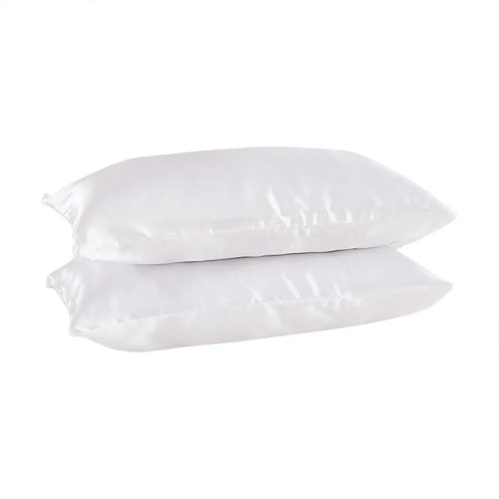 Simple satin silk pillowcase 2pcs solid color bedding envelope closed standard pillowcase wholesale purchasing#4JY25 - Цвет: White