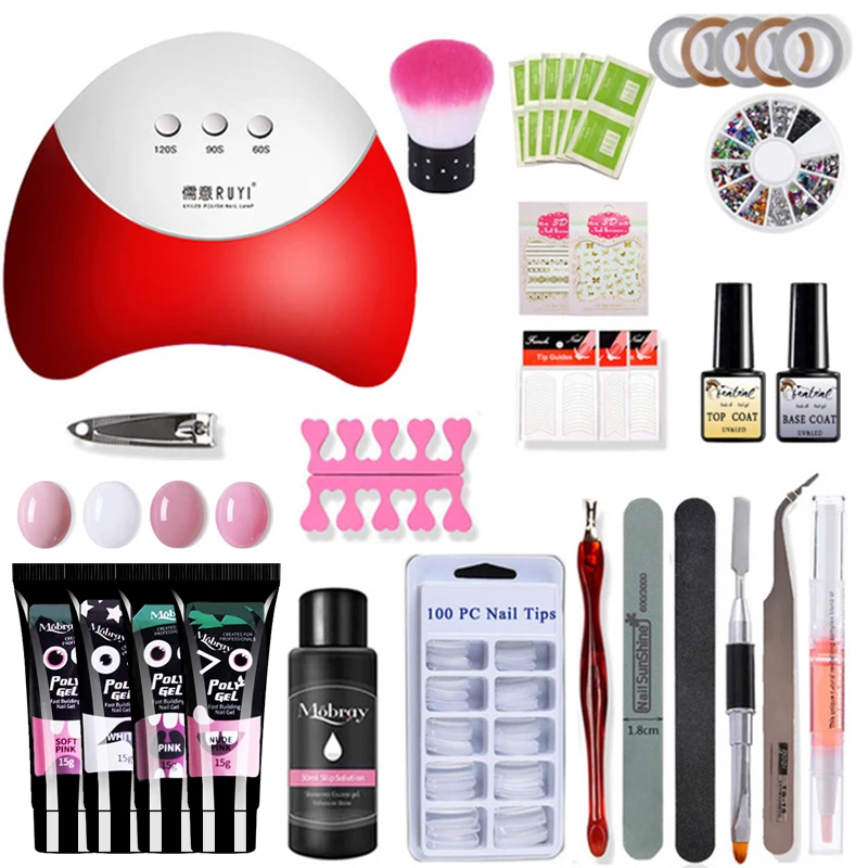 Preise Polygel Nagel Kit 36W Lampe Für Nagel Bohrer Maschine Gel Nagellack Set Builder Gel Elektrische Maniküre Nail art werkzeug Maniküre Set